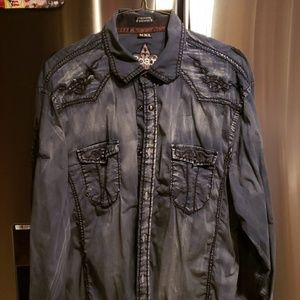 Roar blue Jean long sleeve button down shirt